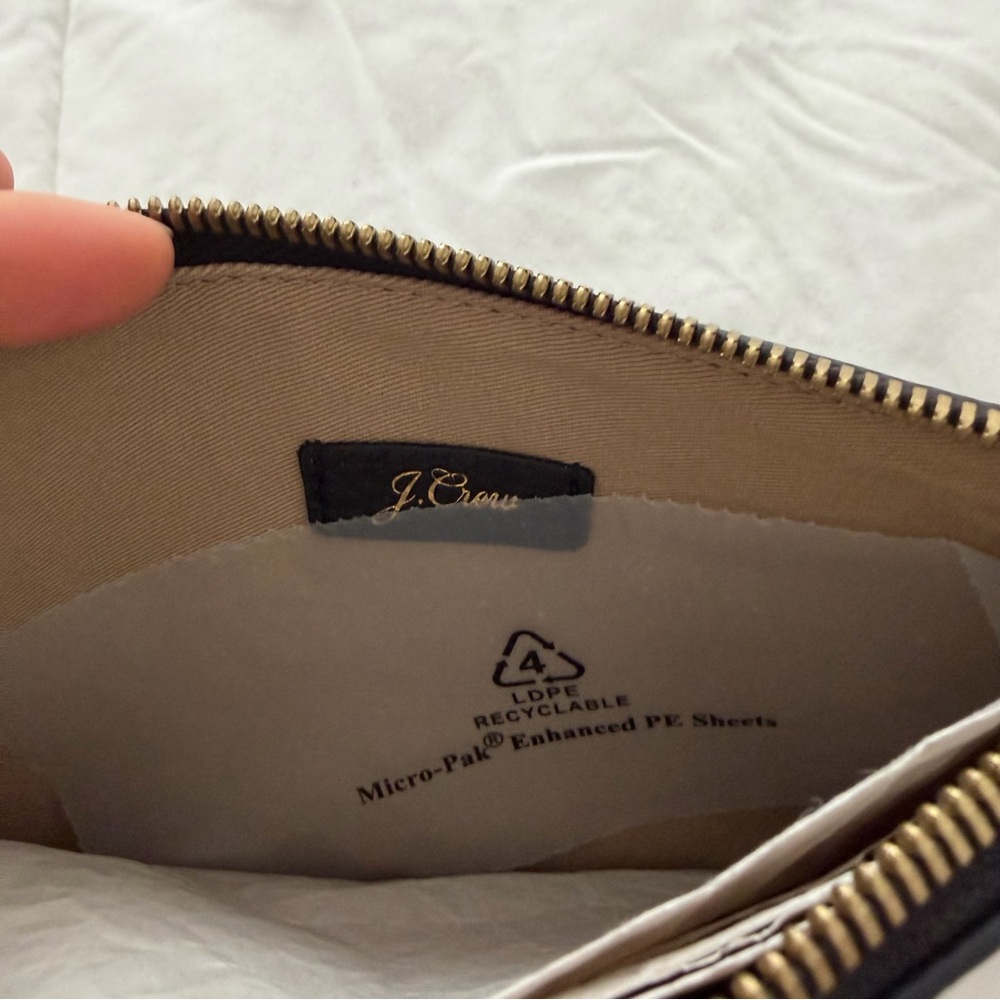 J. Crew Initial LC Black Pouch with Gold Zipper - Picture 4 of 6